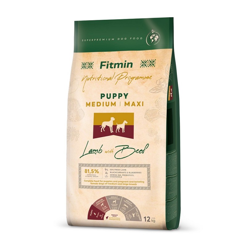 Fitmin Medium Maxi Puppy Lamb With Beef 12kg